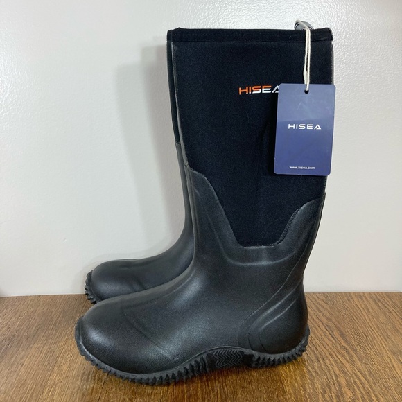 NWT Hisea Neoprene WP Rubber Boot Women’s Size 6 Black - Picture 2 of 10